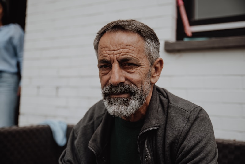 Older man in classic leather jacket