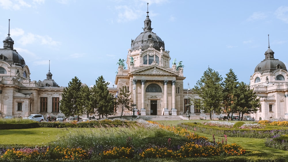 Gebäude aus weißem und braunem Beton