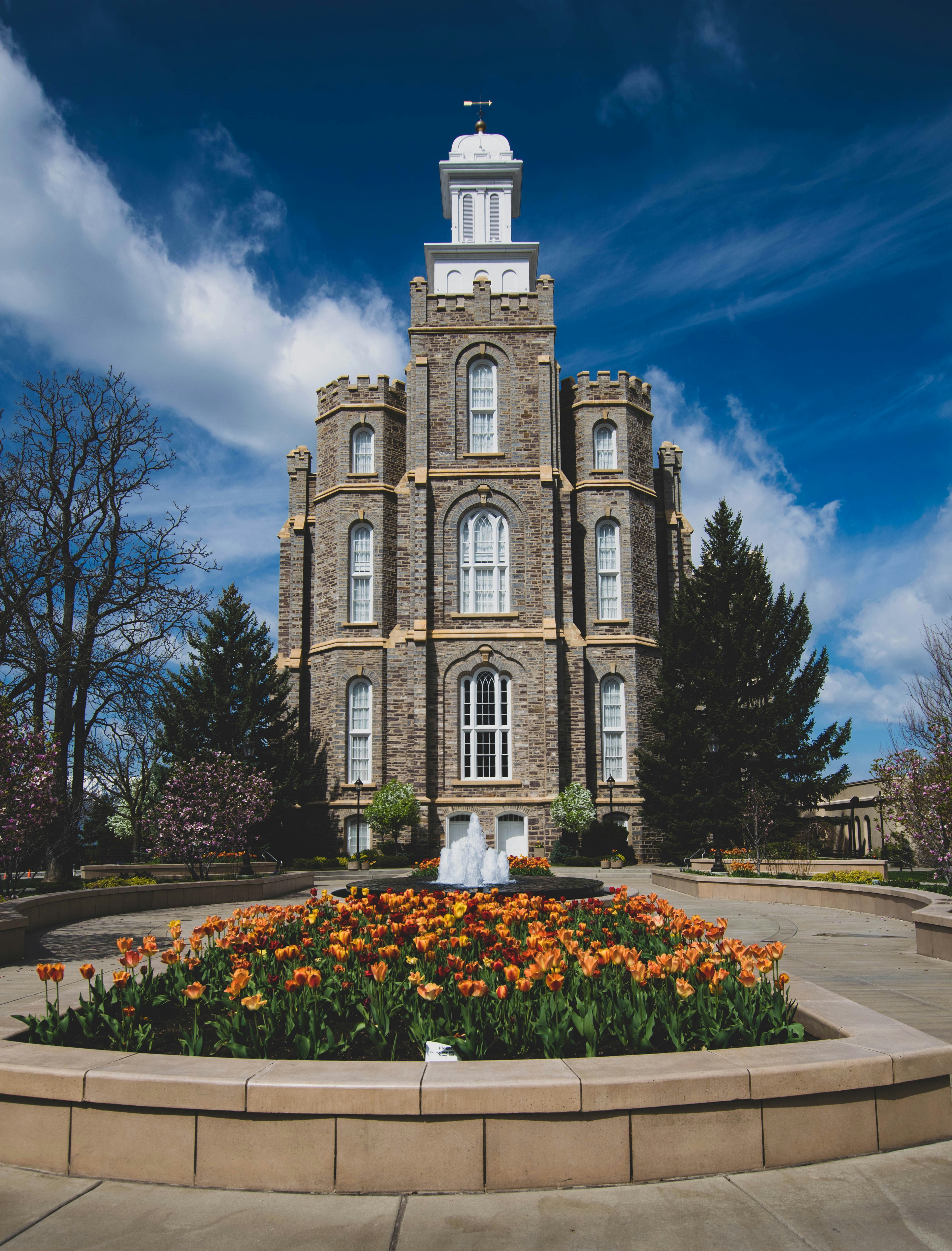 Braunes und blaues Betongebäude