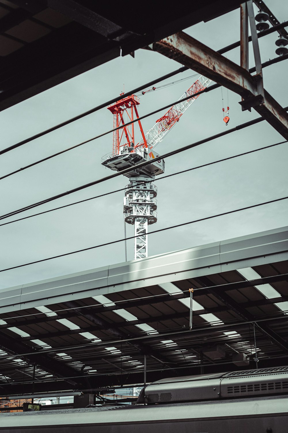 red and white cable car