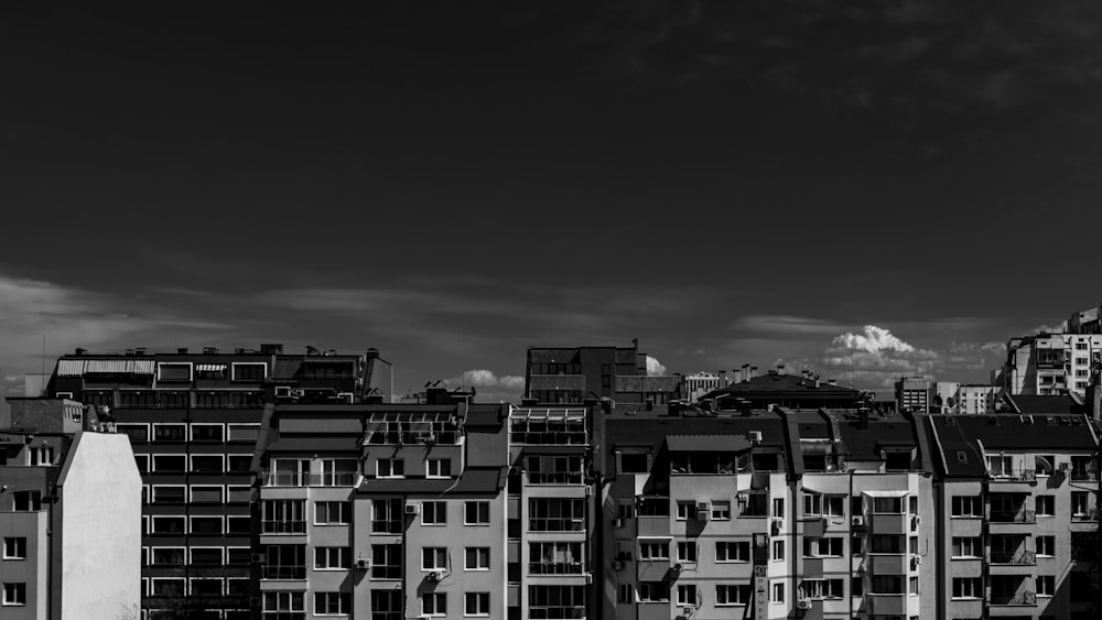 grayscale photo of concrete building