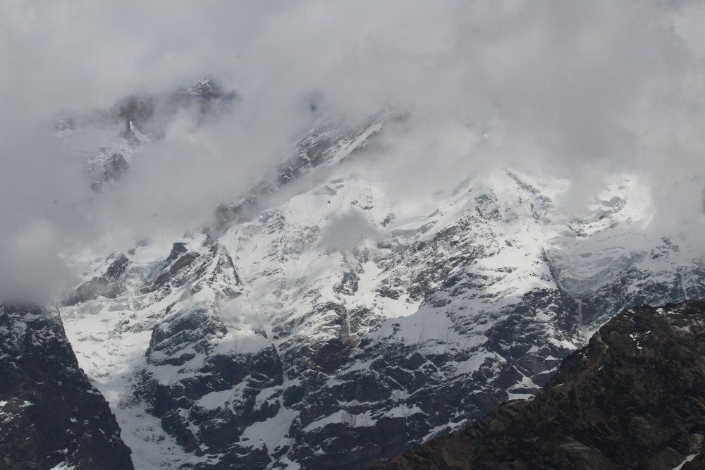 snow covered mountain under cloudy sky during daytime