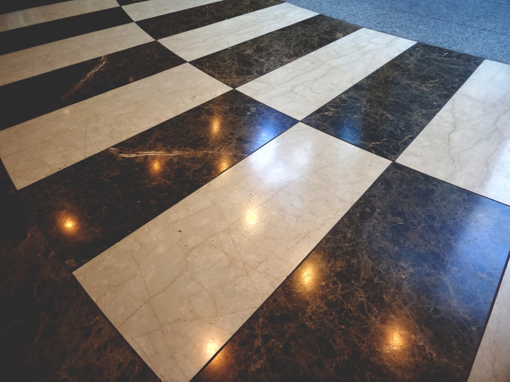 black and white floor tiles