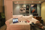 A cozy home scene with smart lifestyle products enhancing comfort and productivity.