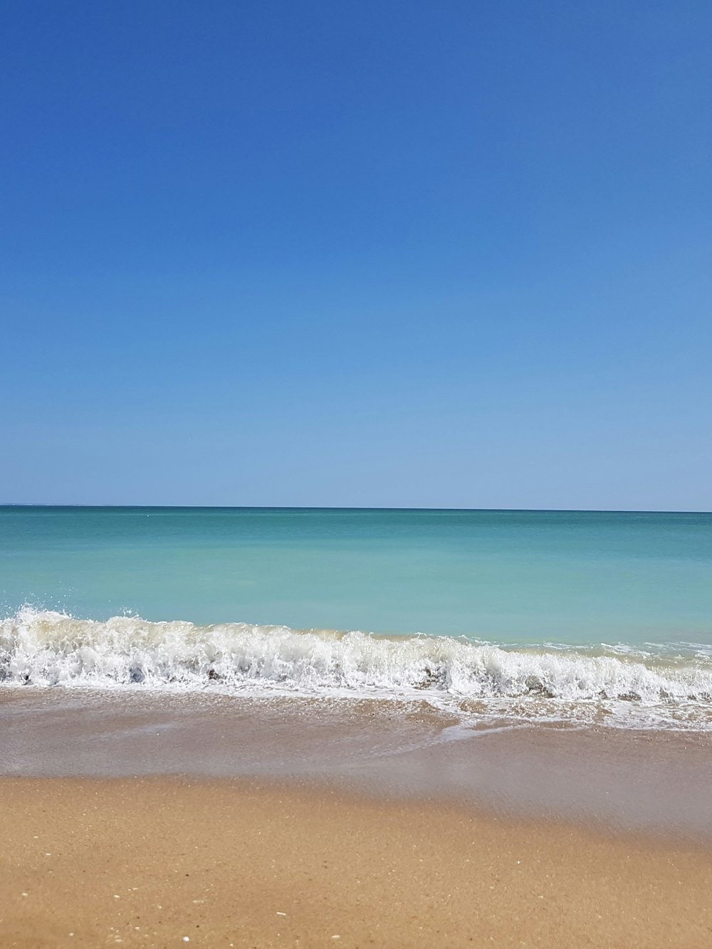 昼間に海岸に打ち寄せる波