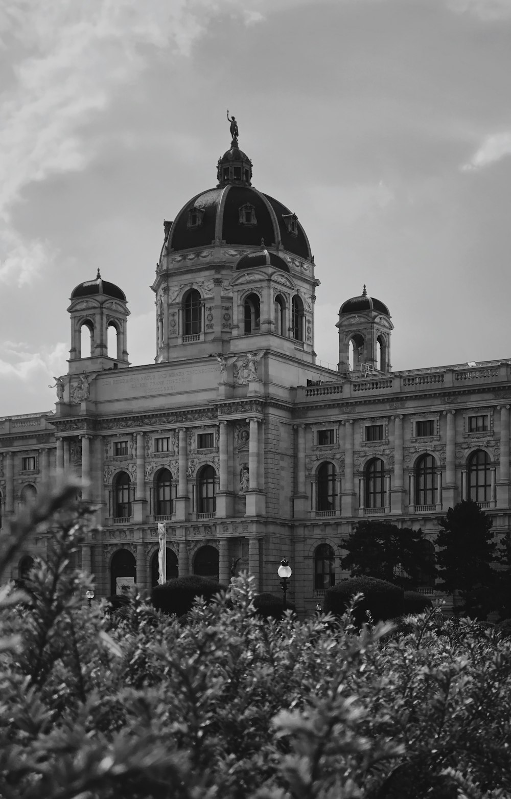 grayscale photo of concrete building