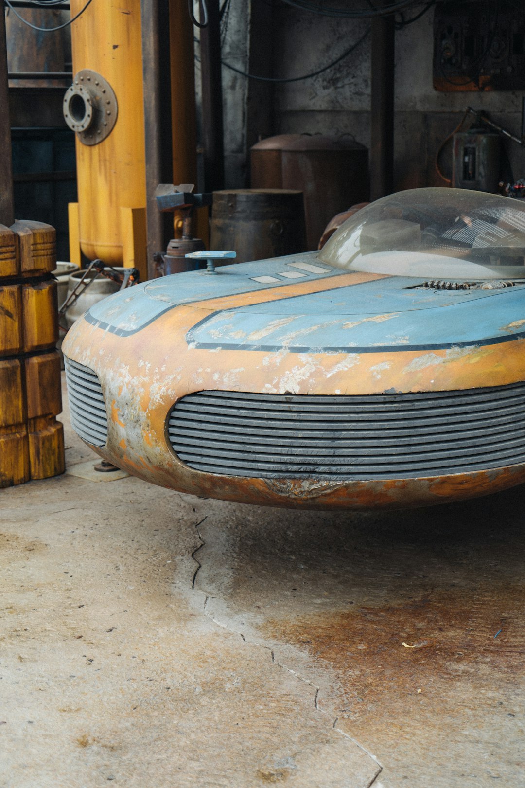 brown and gray car in garage