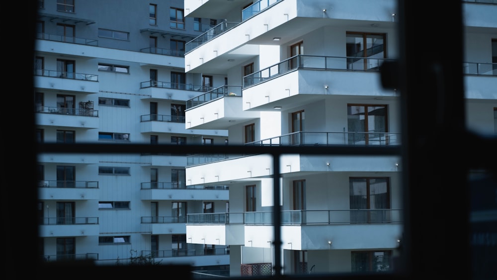 white and blue concrete building