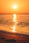body of water during sunset