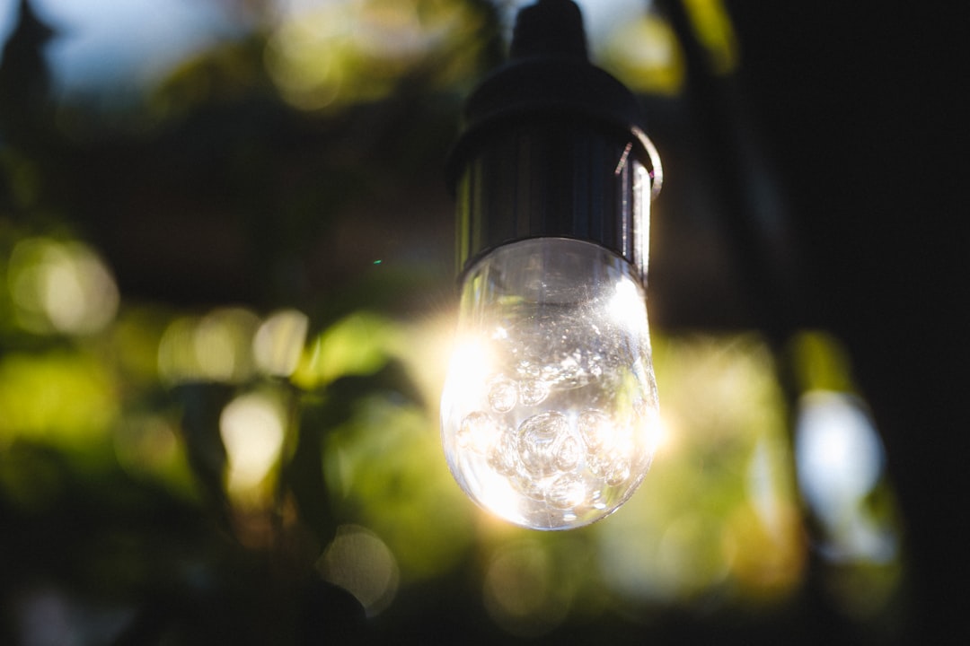 clear light bulb turned on during nighttime