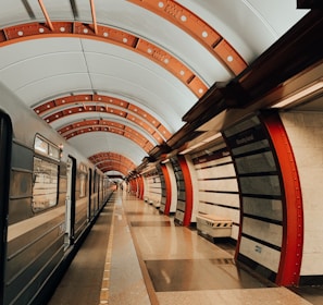 white and red hallway with no people