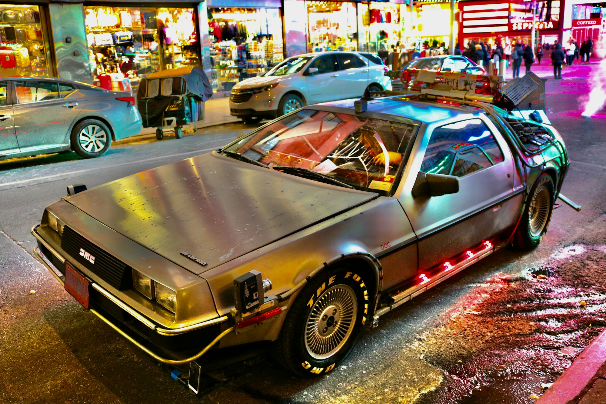 Back to the Future replica car in Times Square, New York