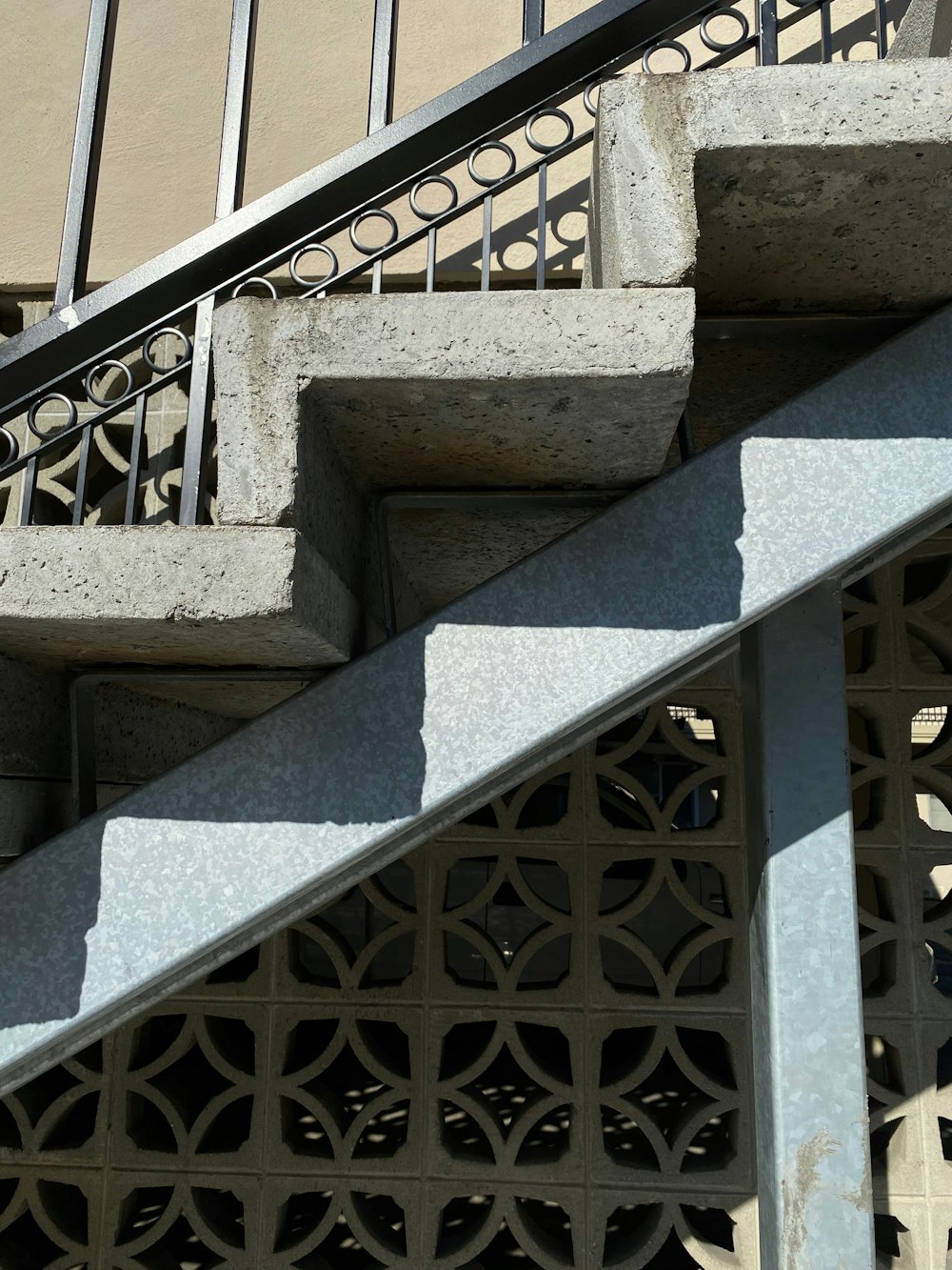 white and blue concrete staircase