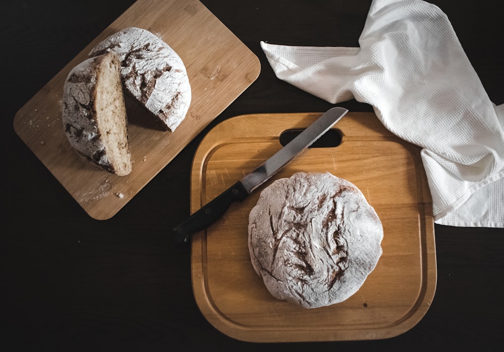 bread on brown wooden chopping board