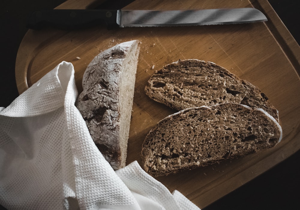 brown bread on white textile