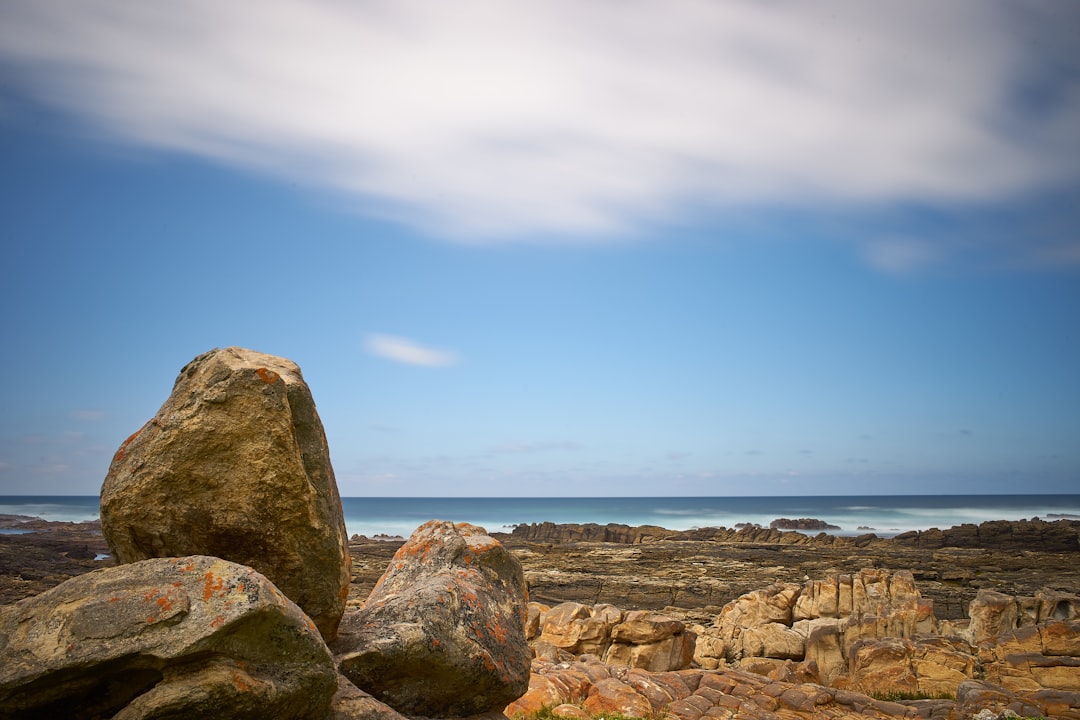 gray and brown rock formation near body of water during daytime