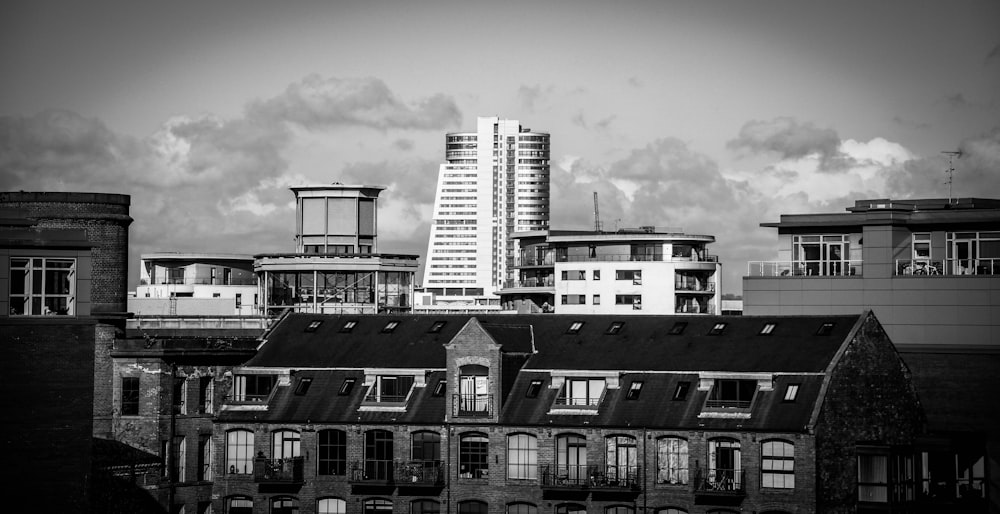 grayscale photo of concrete building