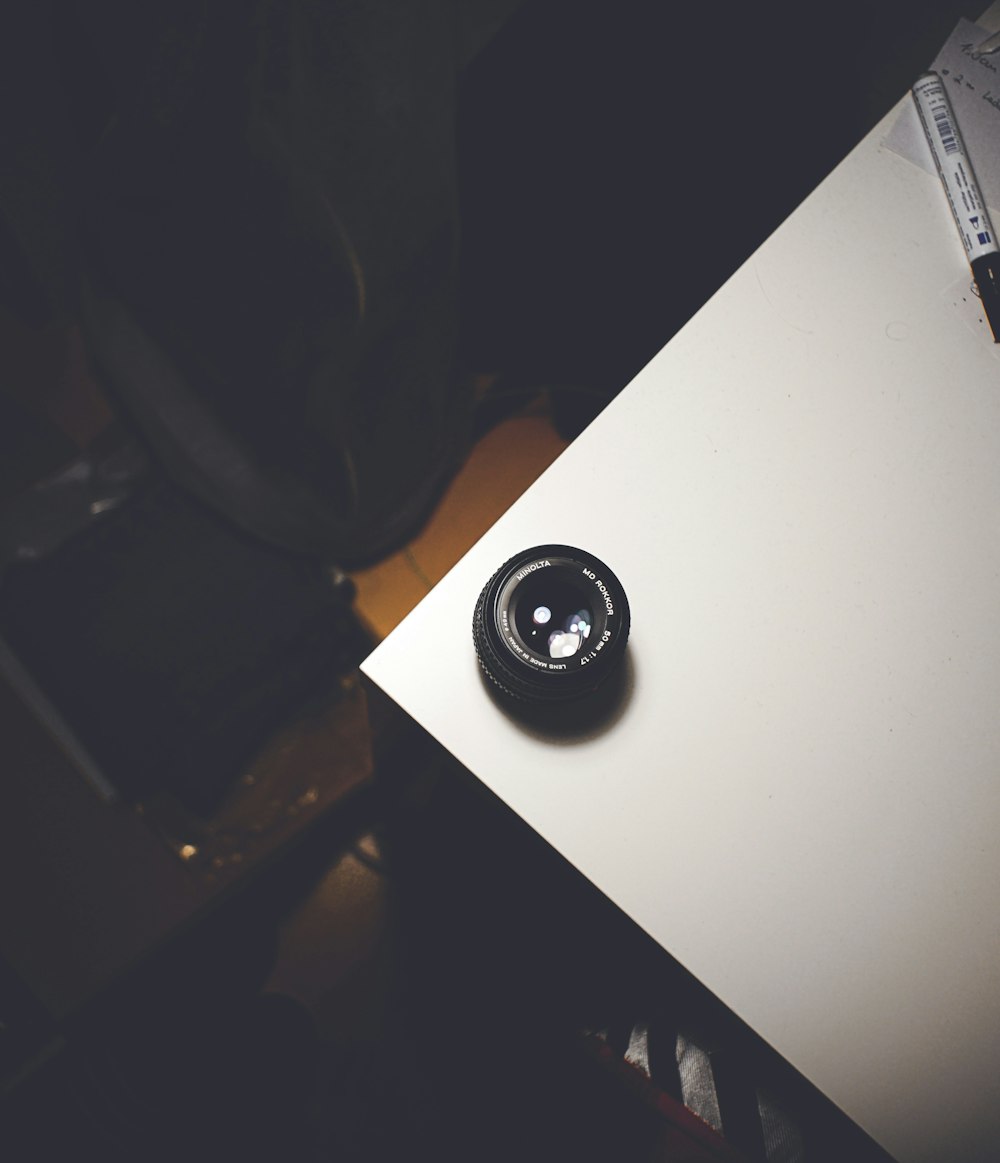 black round device on white table