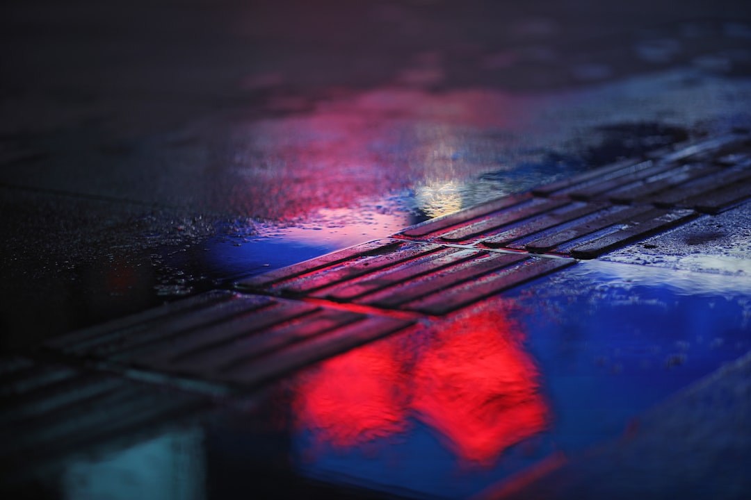 red and blue wooden dock