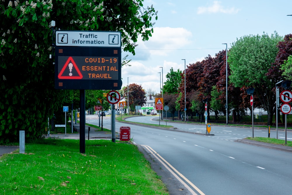 red and black road sign