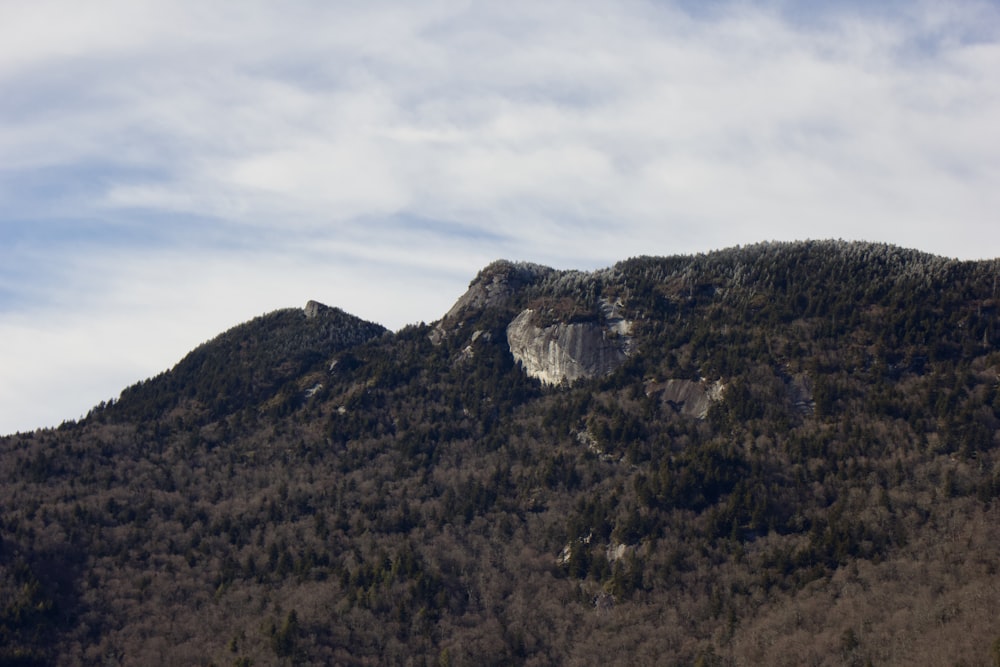 montagne verte et brune sous les nuages blancs pendant la journée