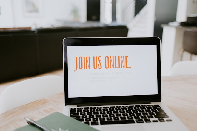 laptop with a page displaying join us online which is effective email marketing sign up form