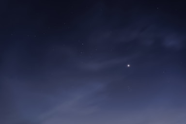 A serene night sky with a bright North Star shining above a calm horizon, symbolizing guidance and clarity.