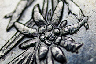 Close-up of a custom laser-engraved wooden sign with delicate floral details.