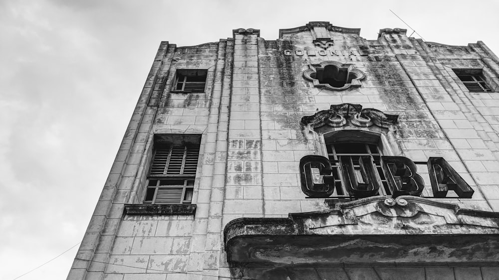 grayscale photo of concrete building