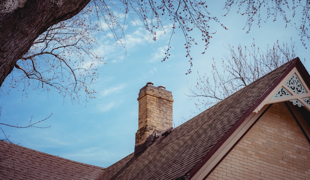 A chimney near a tree