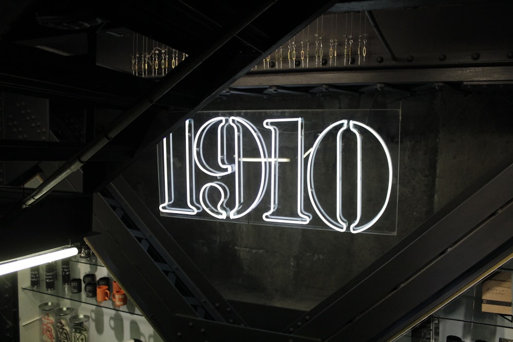 a neon sign that reads 1011 on it