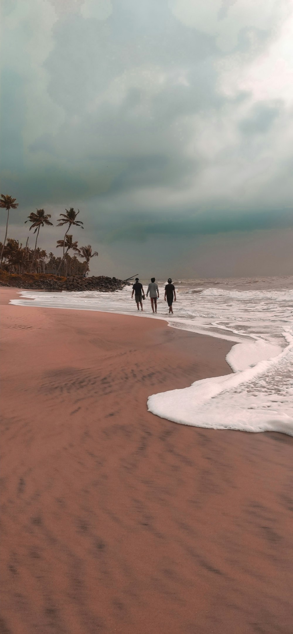 2 pessoas caminhando na praia durante o dia