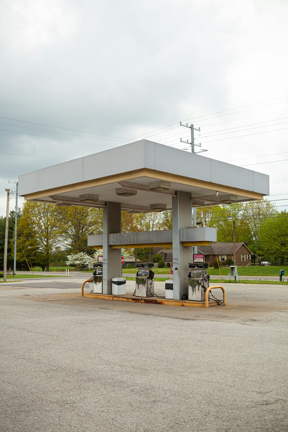 white and gray gas station