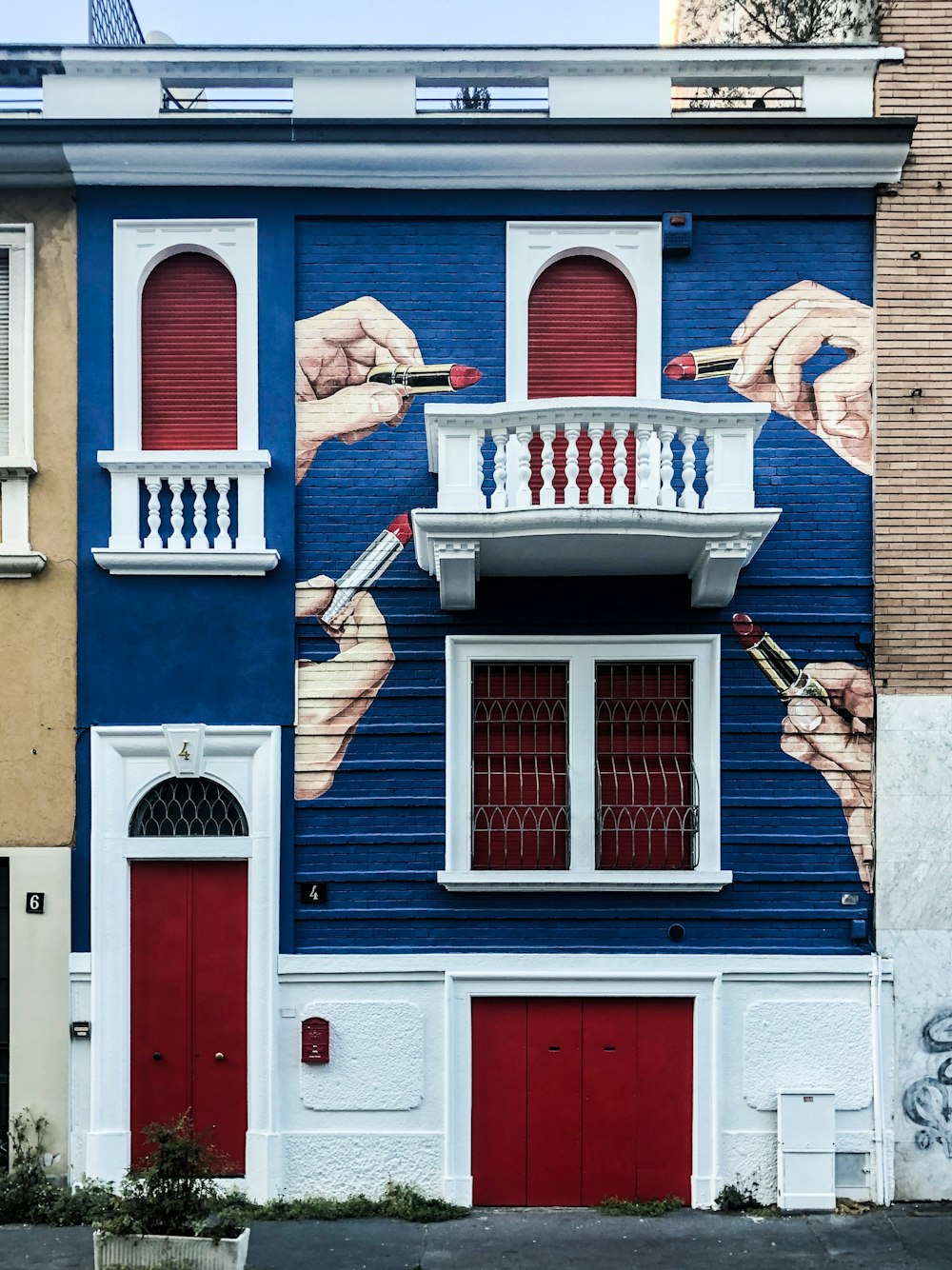 blue and white wooden house