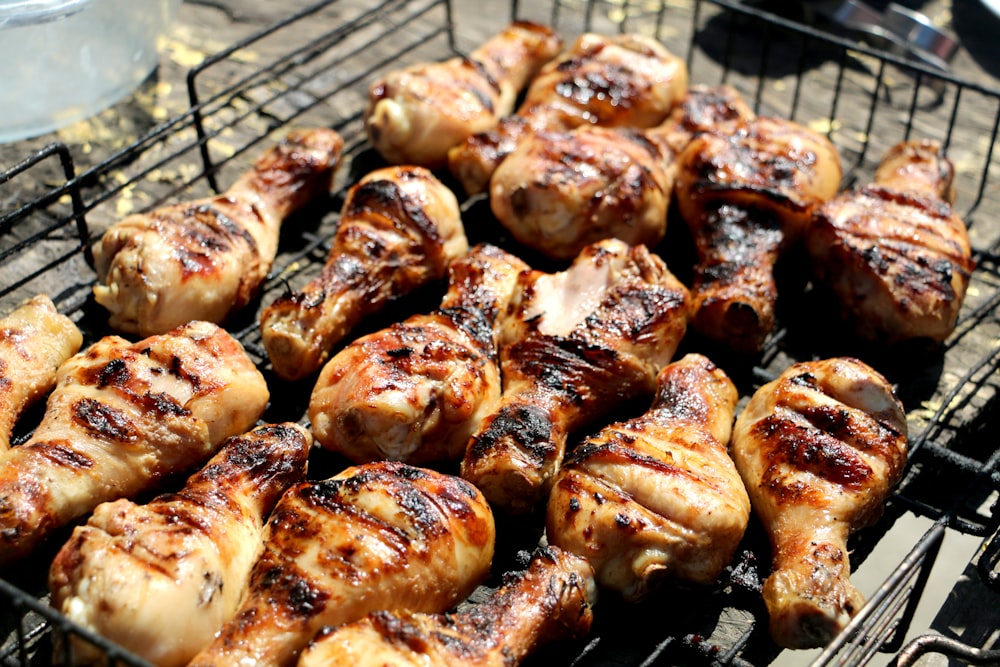 grilled meat on gray metal grill