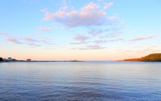 A scenic view of the Albemarle Sound at sunset.