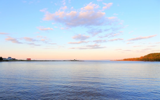 A scenic view of the Albemarle Sound at sunset.