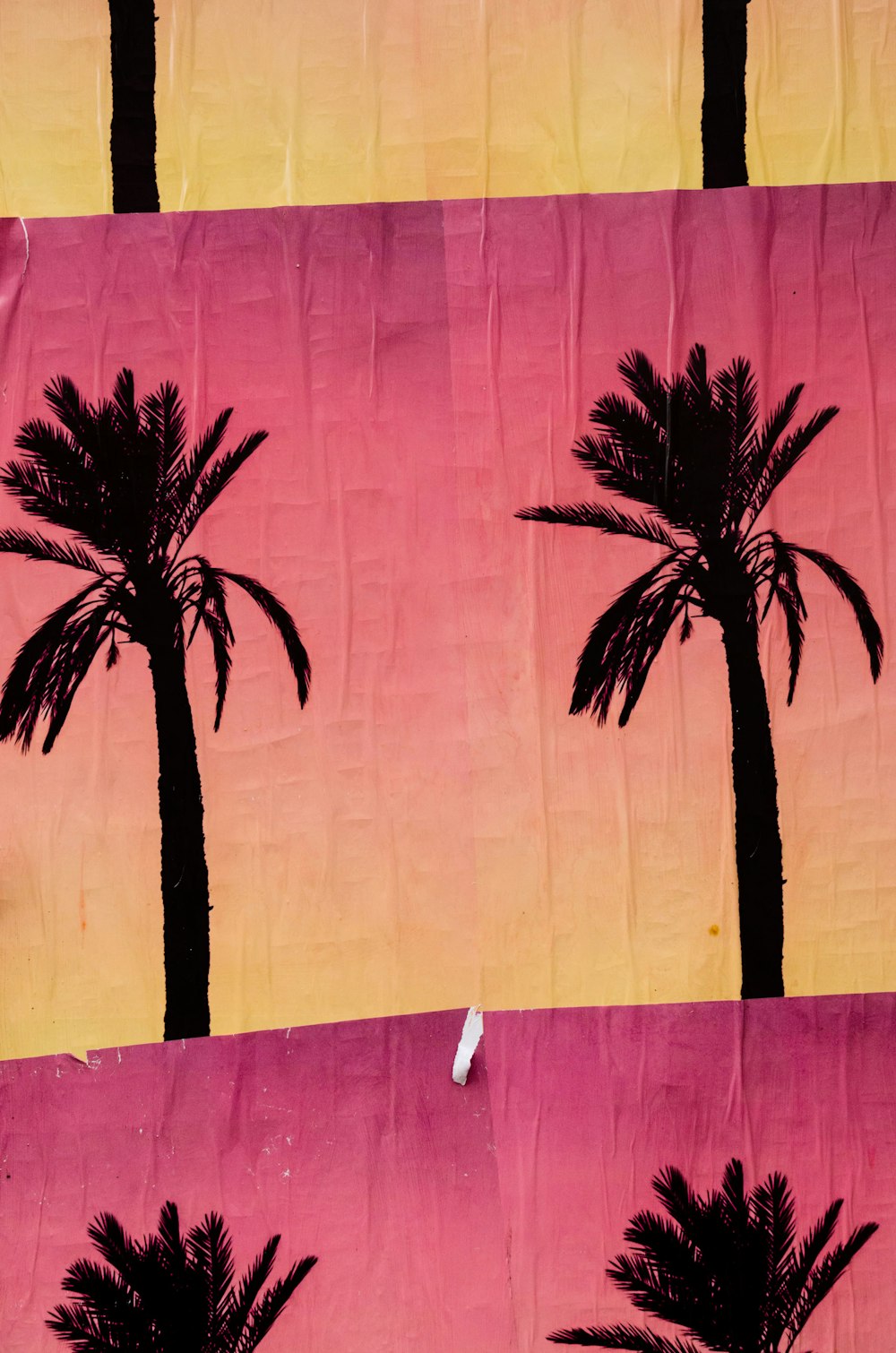black palm tree painting on pink textile