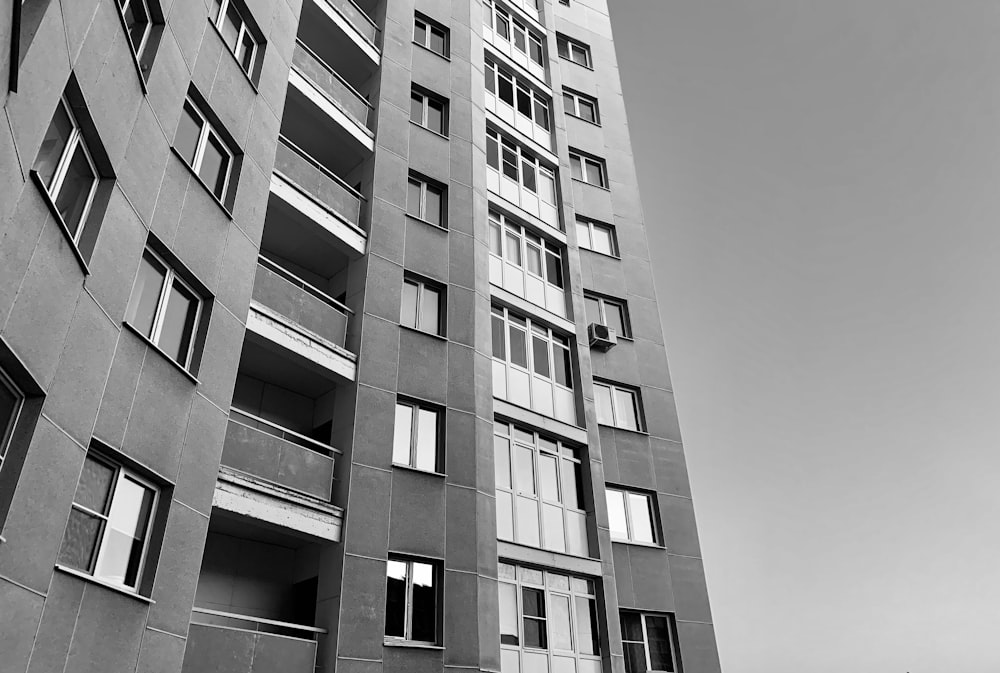 grayscale photo of concrete building