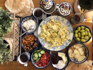 A delicious breakfast spread featuring tost, gözleme, and fresh tea at Keyifköşesi