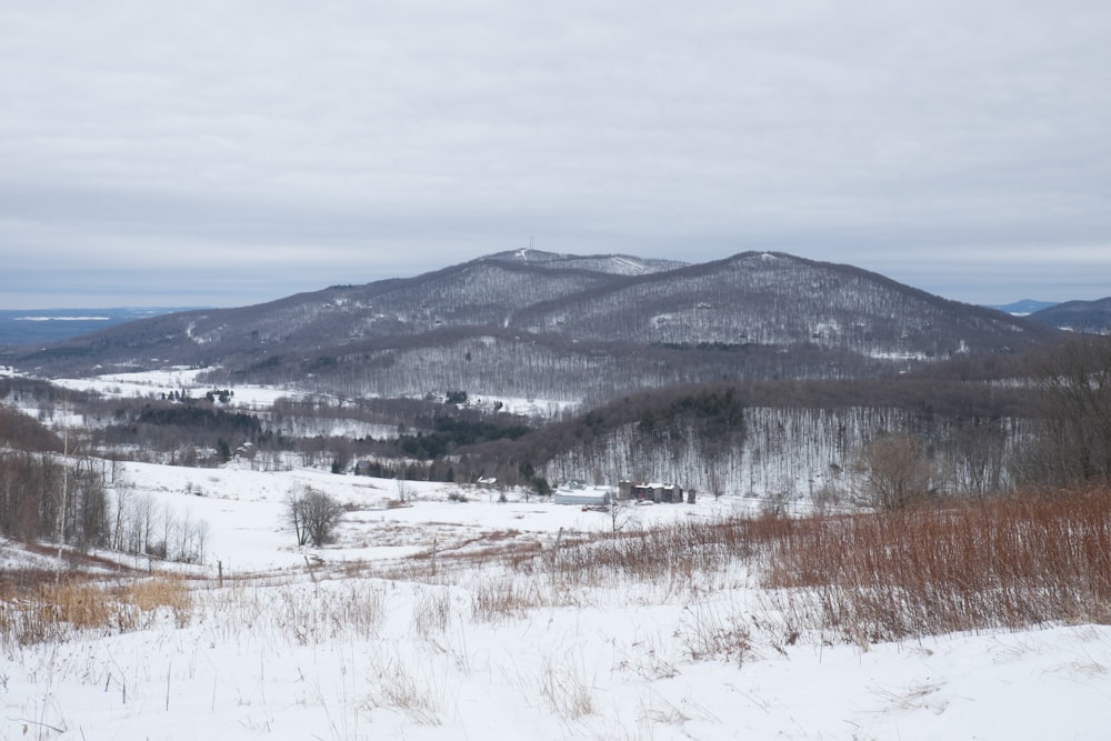 brown and white house near brown mountain under white sky during daytime