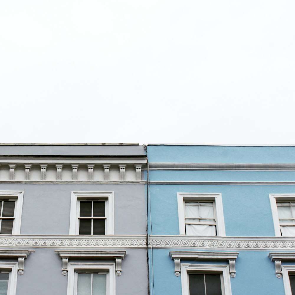 blue and white concrete building