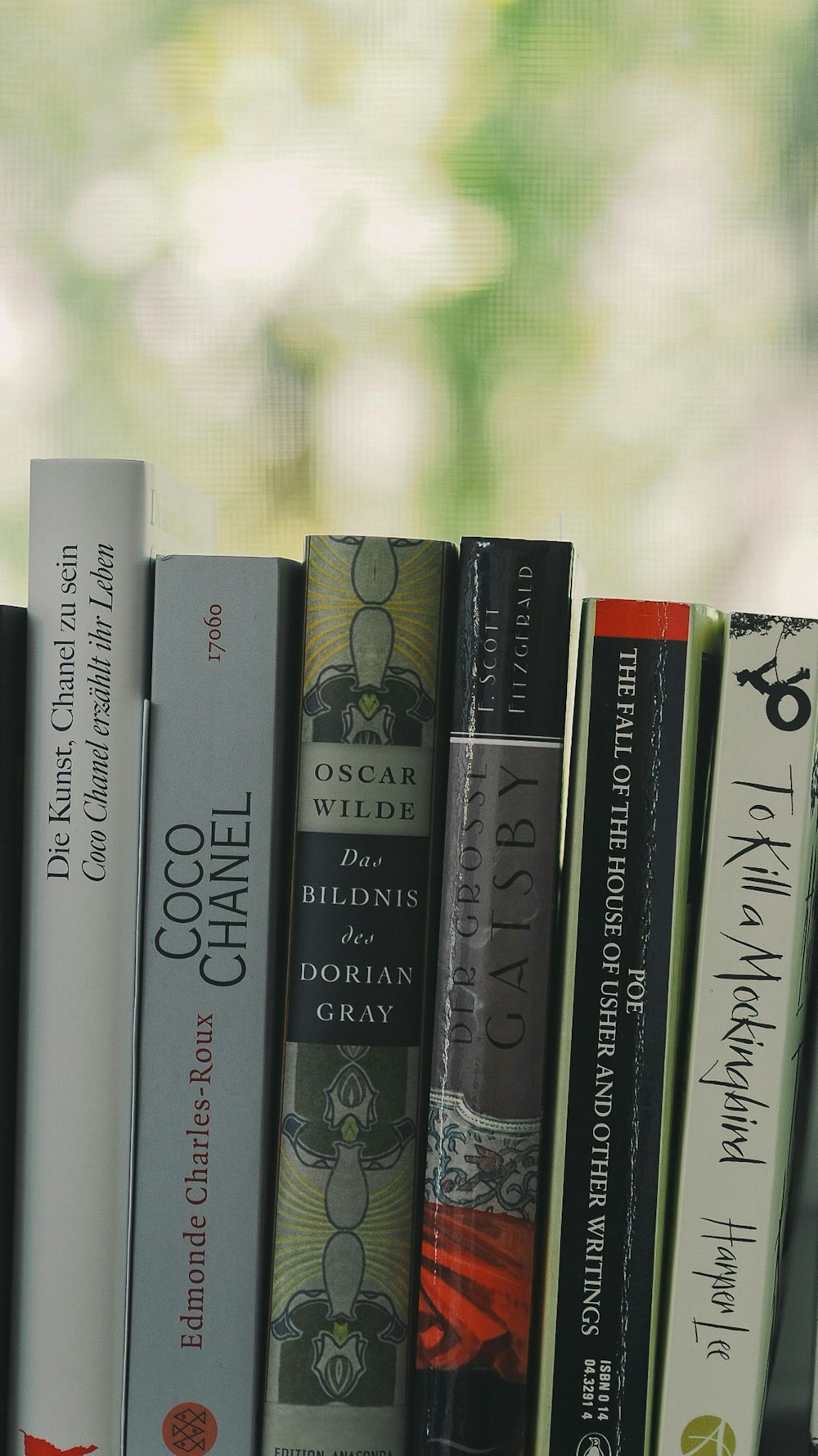 book collection on white textile