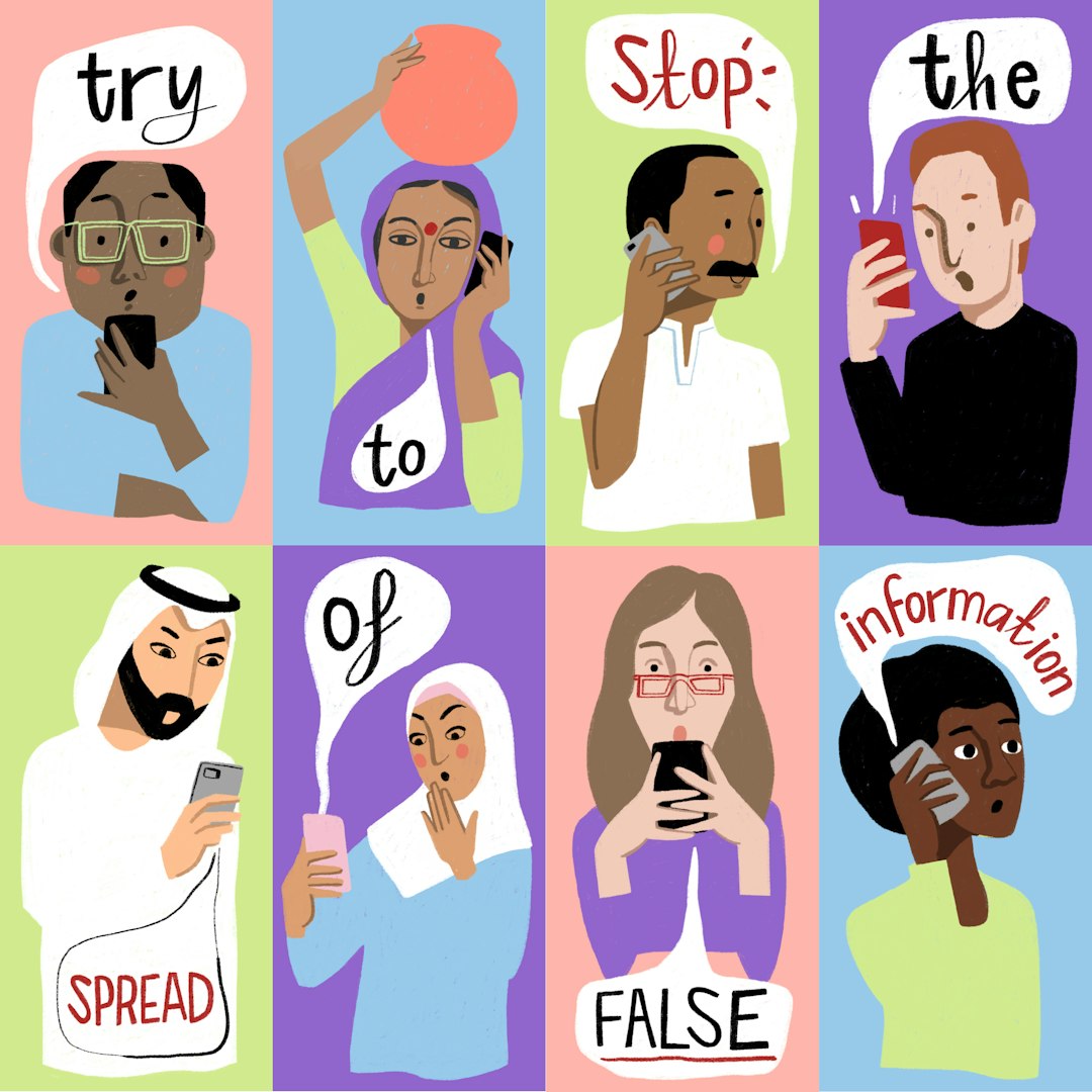 False Information.
We are all glued to our mobile devices seeking information about the crisis but a lot of false information is spreading as fast as the virus itself. This piece aims to make people think twice before sharing and reposting myths about COVID19.. Image created by Ruth Burrows. Submitted for United Nations Global Call Out To Creatives - help stop the spread of COVID-19.