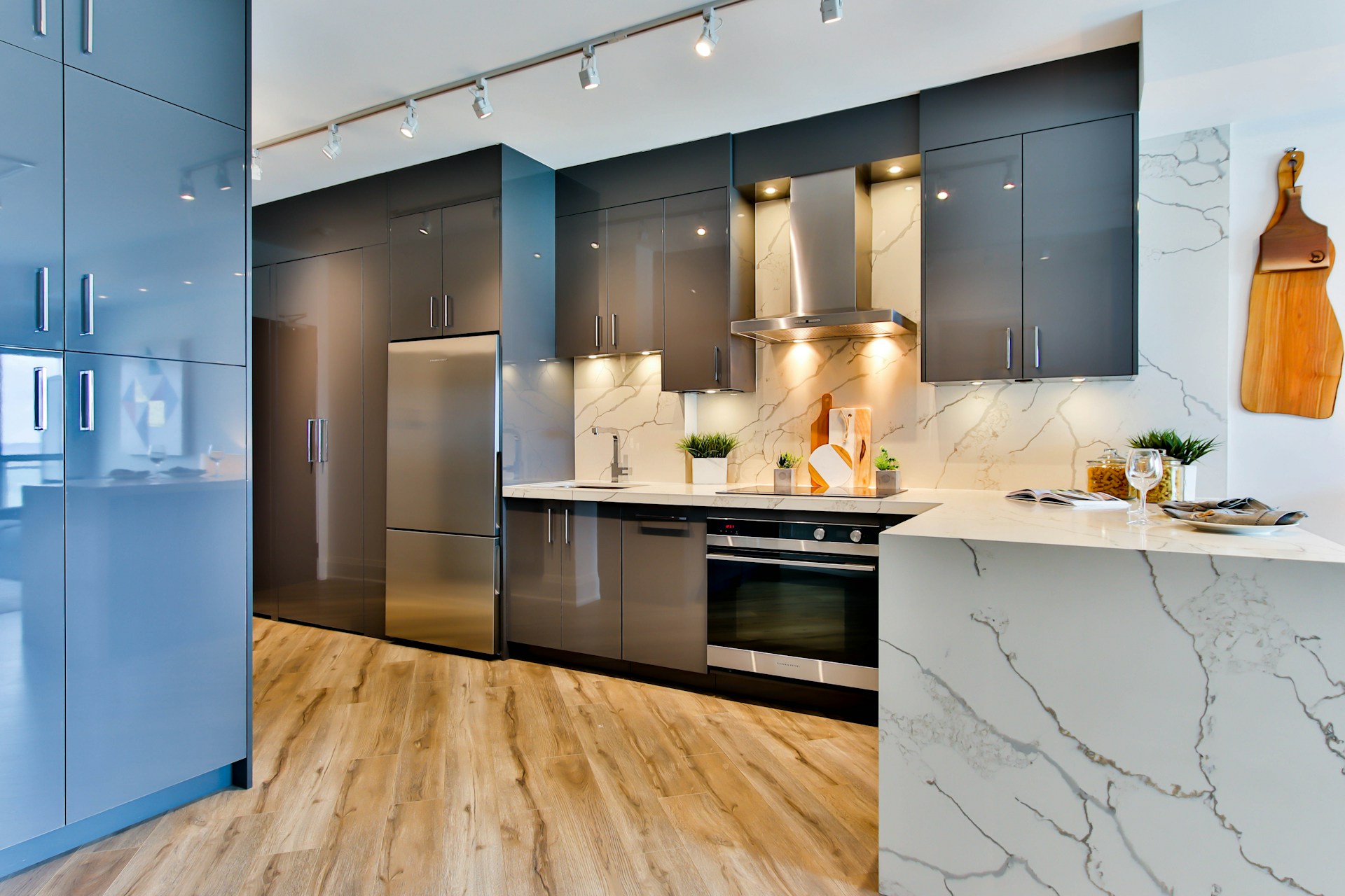 white and black kitchen counter