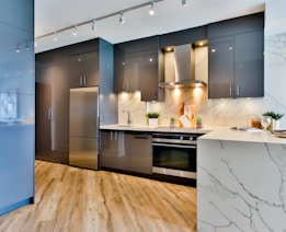 white and black kitchen counter