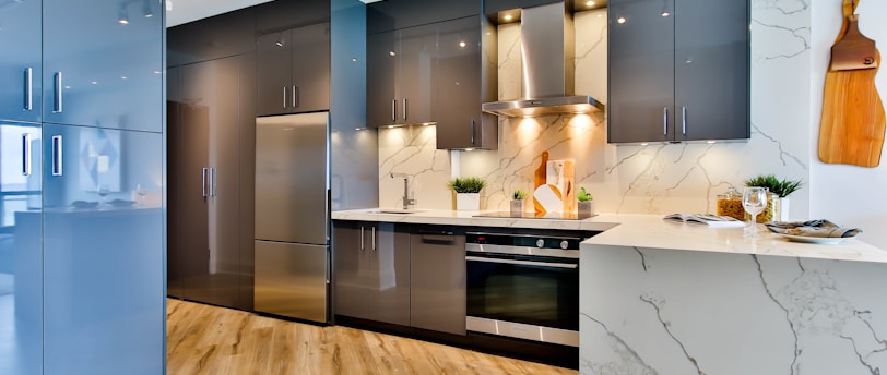 white and black kitchen counter