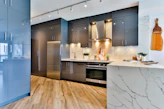white and black kitchen counter