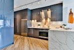 white and black kitchen counter