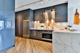 white and black kitchen counter